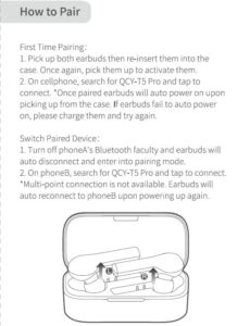 QCY Earbuds Manual | QCY Earbuds QCY Wireless Earbuds T10 T8 T7 T6 T5
